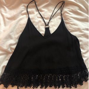 Urban Outfitters Chiffon Tank with Lace Trim